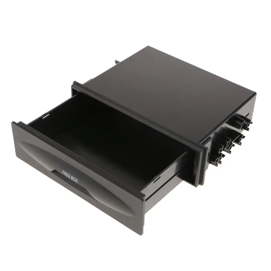 Universal Black Car Single Layer Din Radio Pocket Storage Box 175x126x45mm