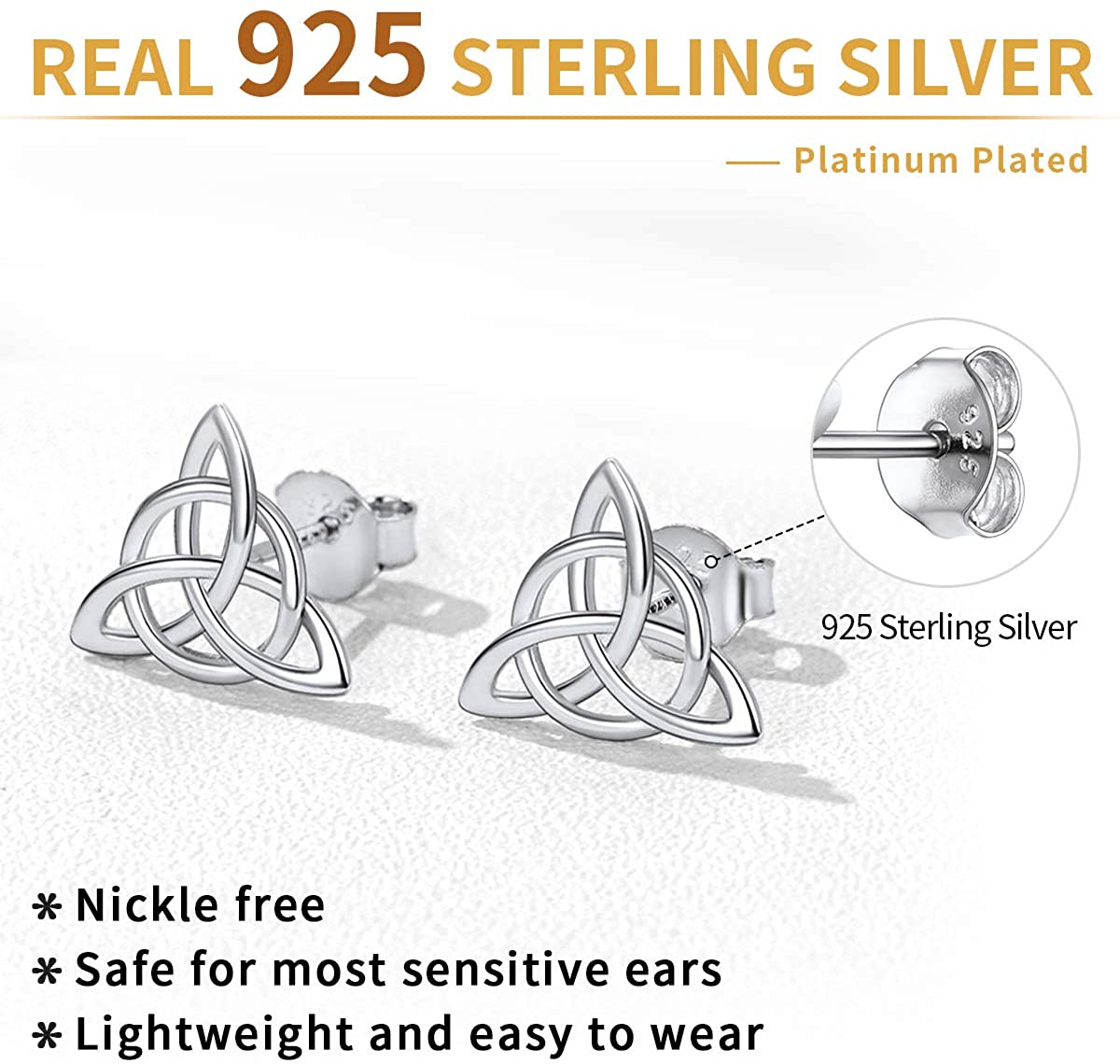 925 Sterling Silver Celtic Knot Stud Earrings