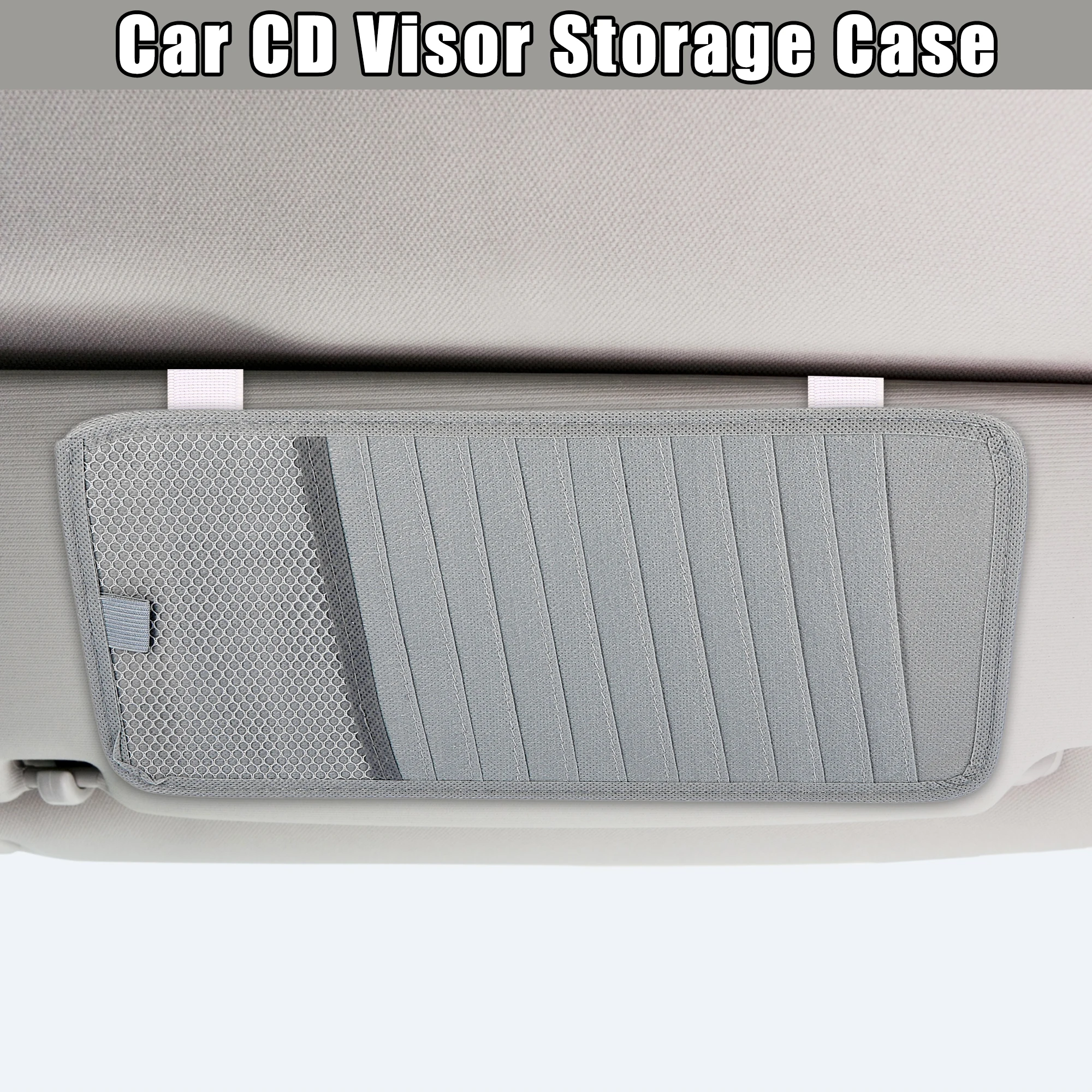 Uxcell a13112000ux0544 Khaki 12 Capacity Sun Visor CD Holder Pocket Case for Vehicle Car 