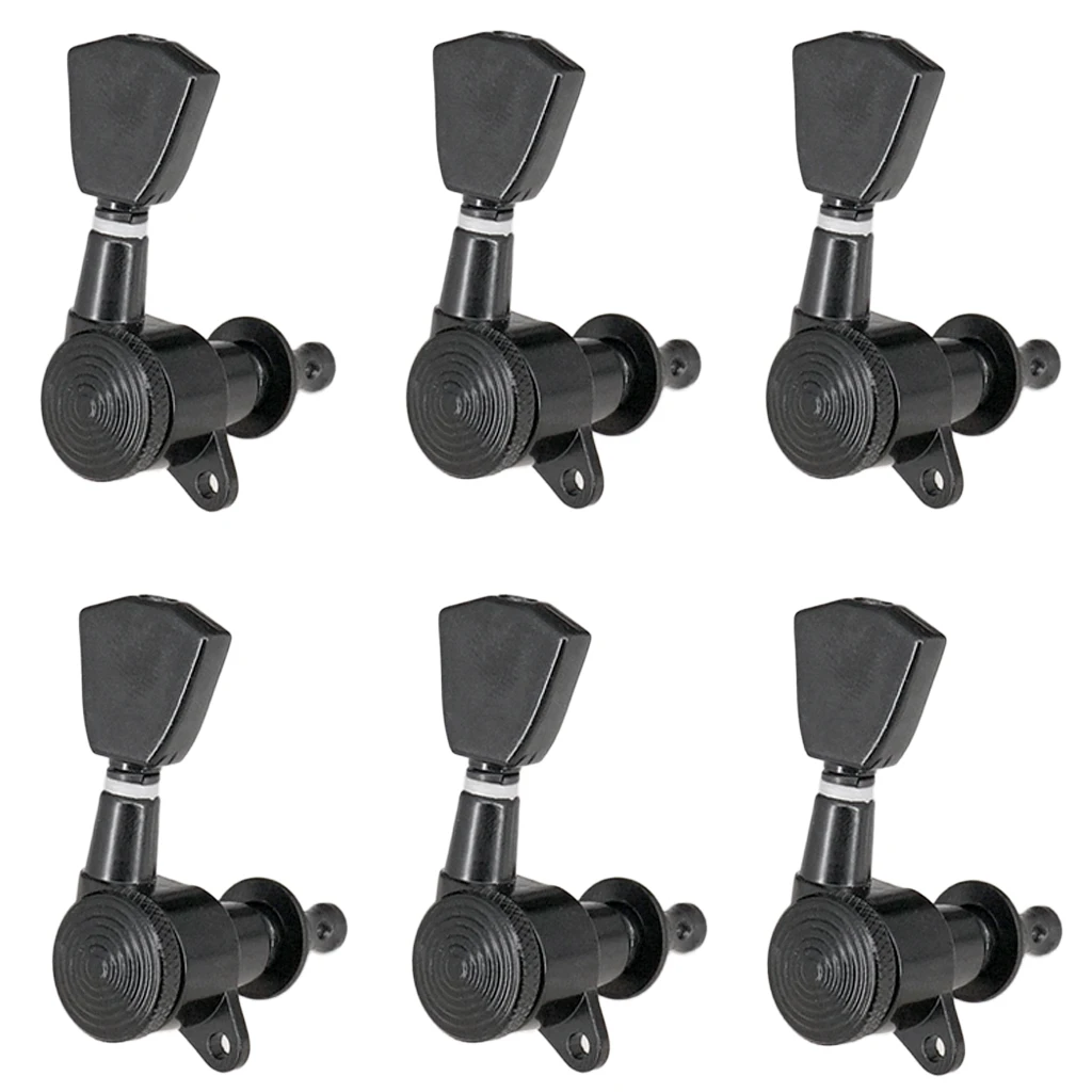 Pack of 6 String Tuning Pegs Machine Heads 6R for Electric/Acoustic Guitar Parts, Black