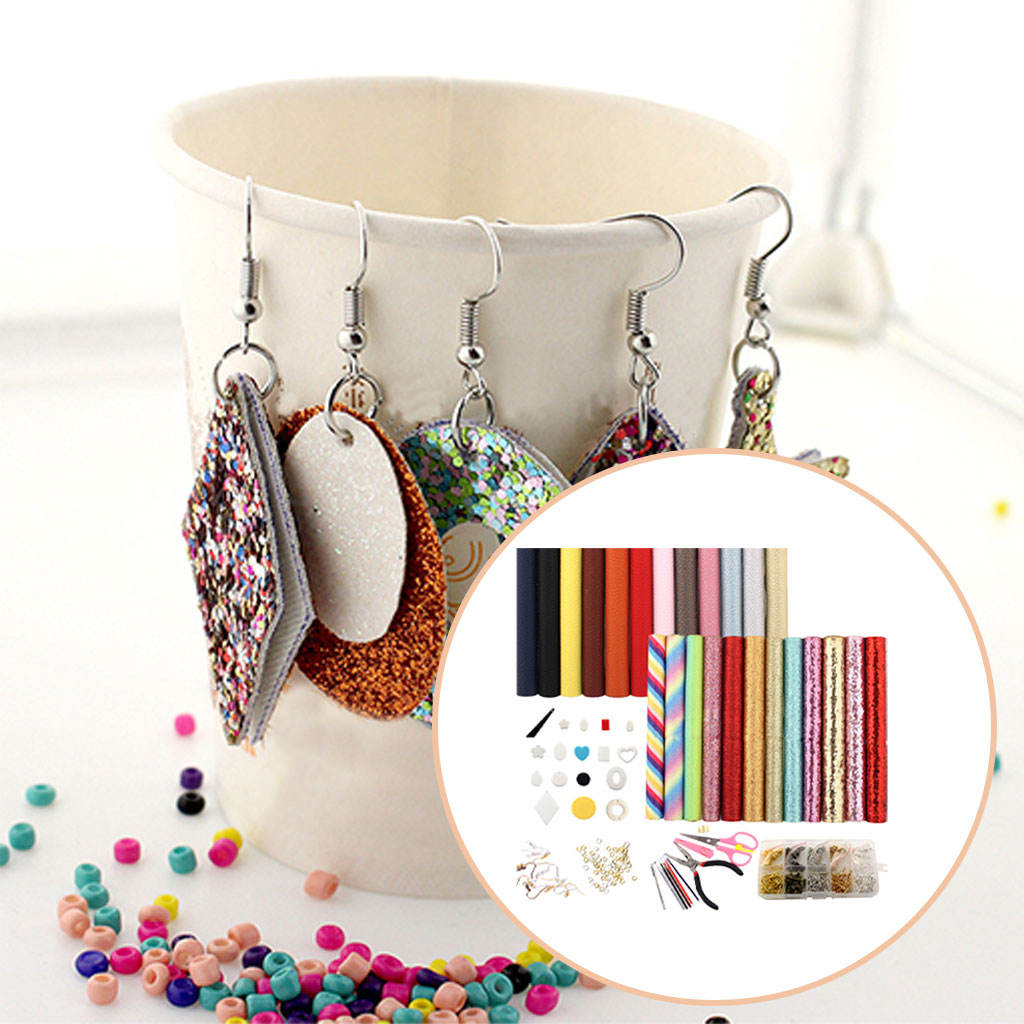 24 Piece Leather Earring Making Kit Decoration Earrings Handmade Finding for Sewing Women Girls