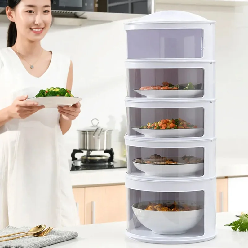 empilhável comida dome transparente empilhável alimentos isolamento capa dustproof para casa cozinha geladeira el