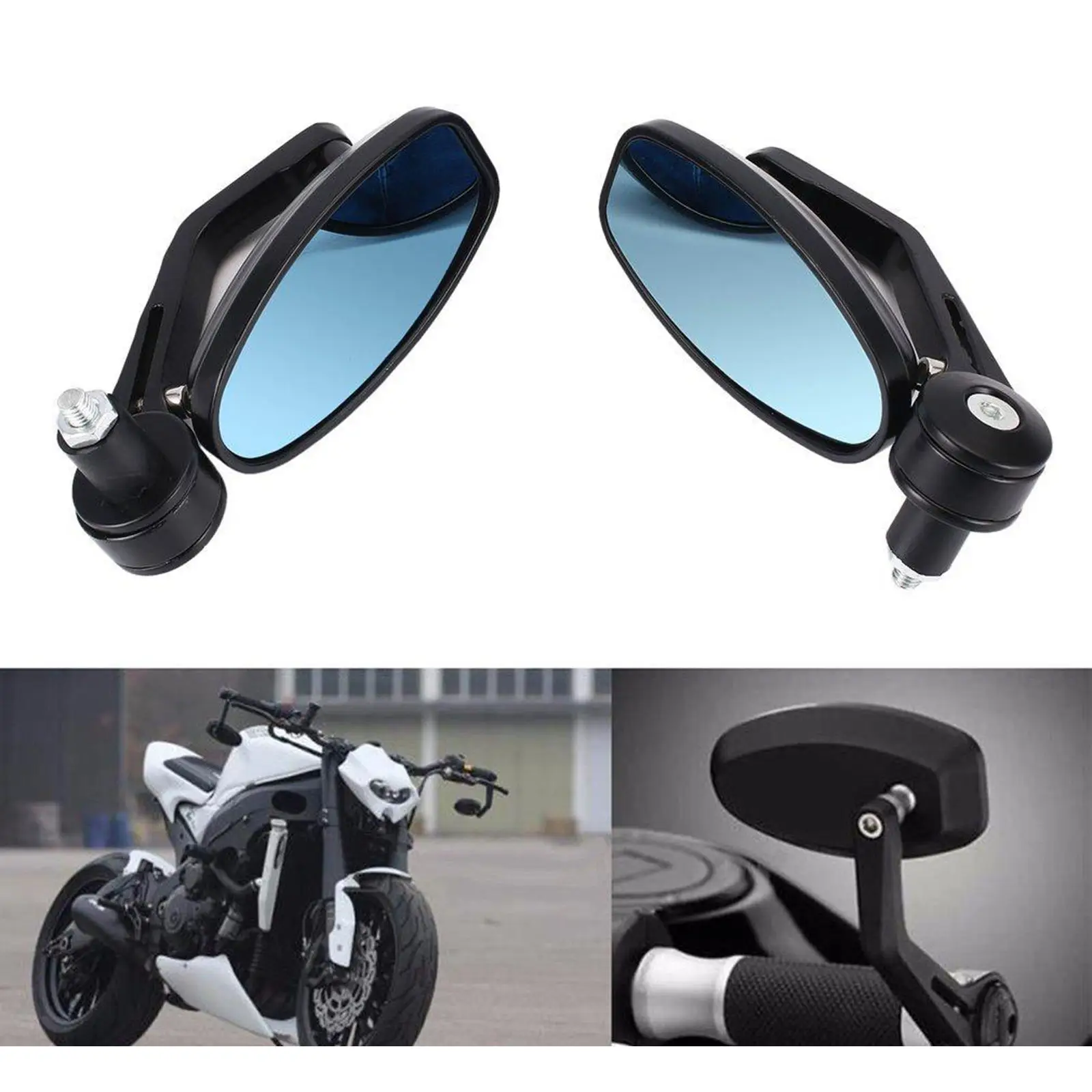 1 Pair Rear View Mirrors Bar End Balck Universal 7/8 Handlebar Side Mirrors Fits Most for Motorbike