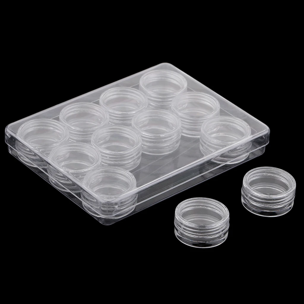 12 Grid Round Clear Jars for Cosmetics,Beads, Nail Art Storage Container Box