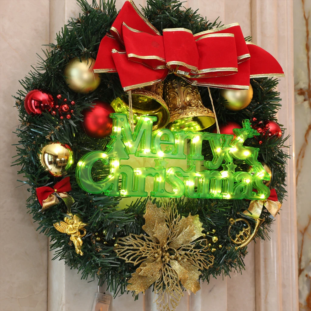Merry Christmas Letter Light Battery Operated LED Bead Light for Fairy Wreath Gift Home Living Room Party Decoration Ornament