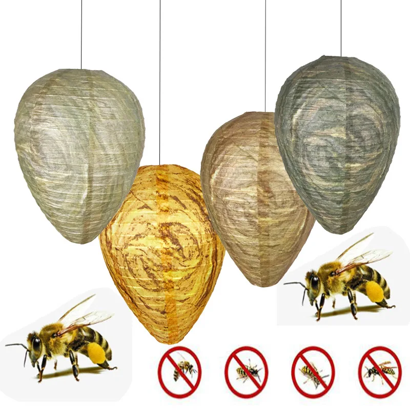 2pcs Fake Wasp Nest Simulated Honeycomb Wasp Deterrent Beehive Lantern Hang Wasp 