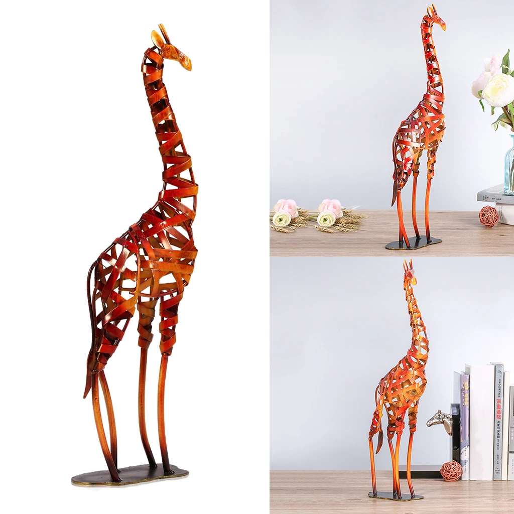 Giraffe Metal Sculpture Iron Giraffe Figurine Home Handmade Statue Home Office Desktop Decor Ornaments