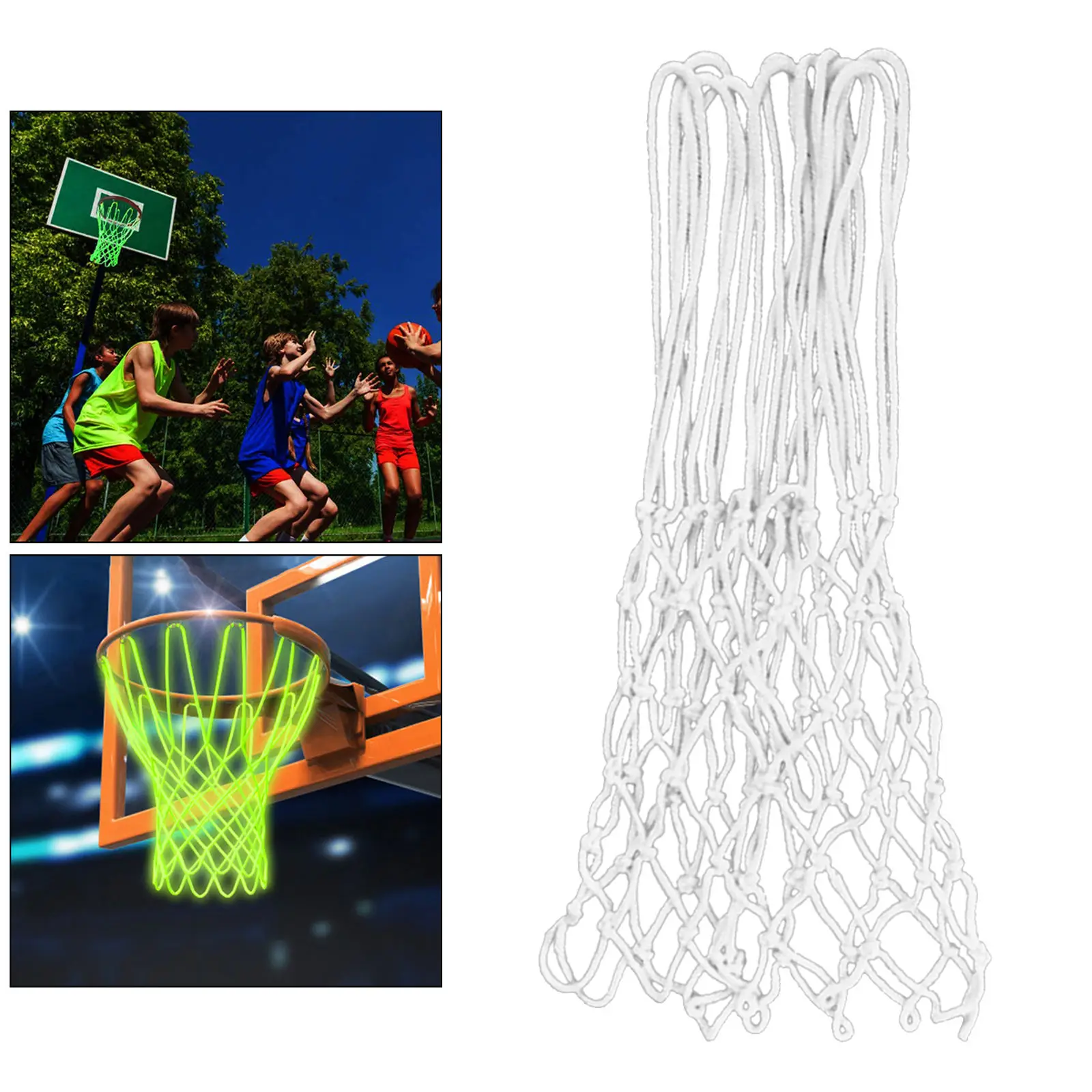 Robust Basketball Hoop Net High Performance Night Light 12 Loop Mesh