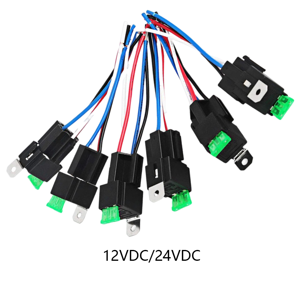6Pc 5PIN Automotive Relay Switch Harness Kit 30A Fuse 14AWG Hot Wire