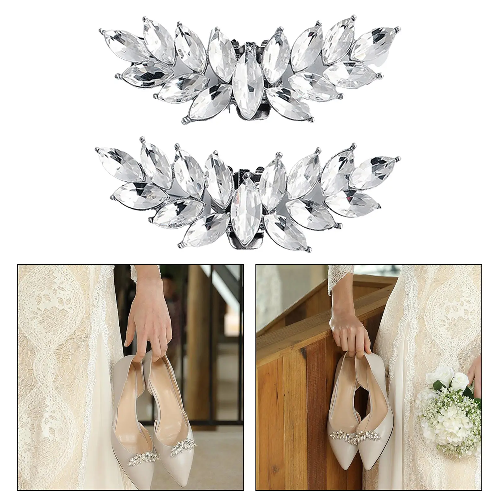 Rhinestone Bridal Shoe Clips Applique Patch Glittering Shoe Buckle Embellishment