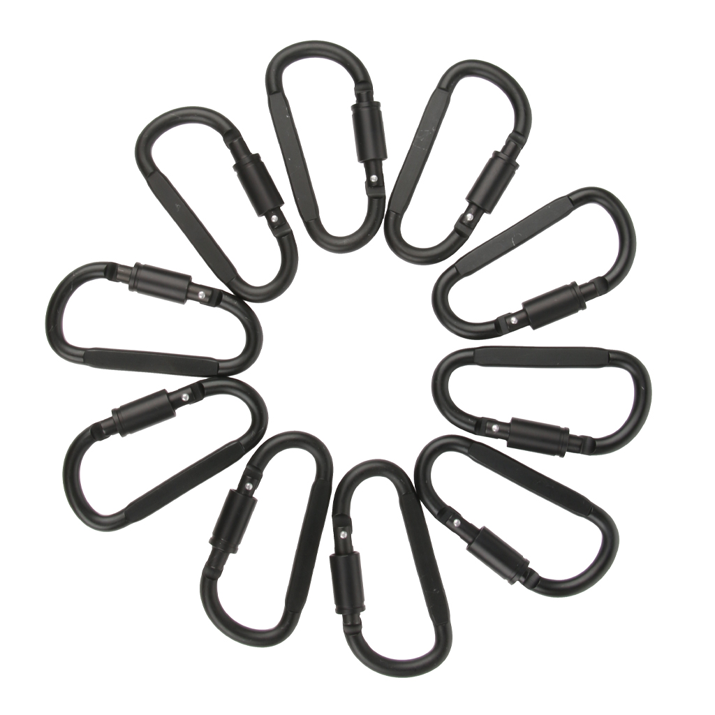 10Pcs Aluminum Carabiner Clip Snap Hook Spring Loaded Carabina Carbine Camping Hiking Backpacking Fishing Tool