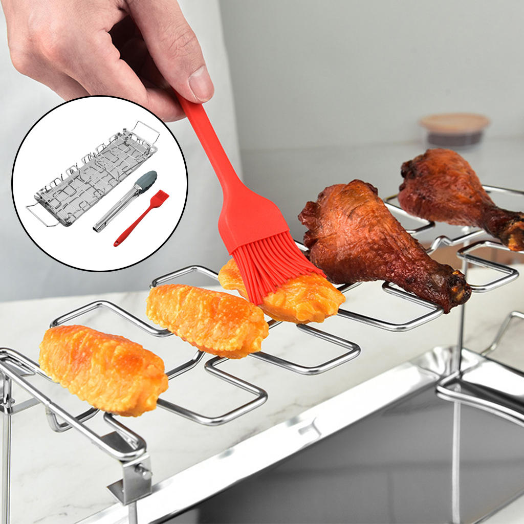 Chicken Drumsticks Rack Stainless Steel Dishwasher Safe Roaster Stand Grill Holder Roasting Rack for Smoker Grill or Oven Cook