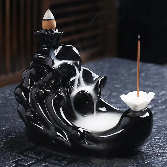 Supporto per bastoncini di incenso a cascata di fumo di alta montagna con  bruciatore di incenso di riflusso di fumo in ceramica retrò - AliExpress