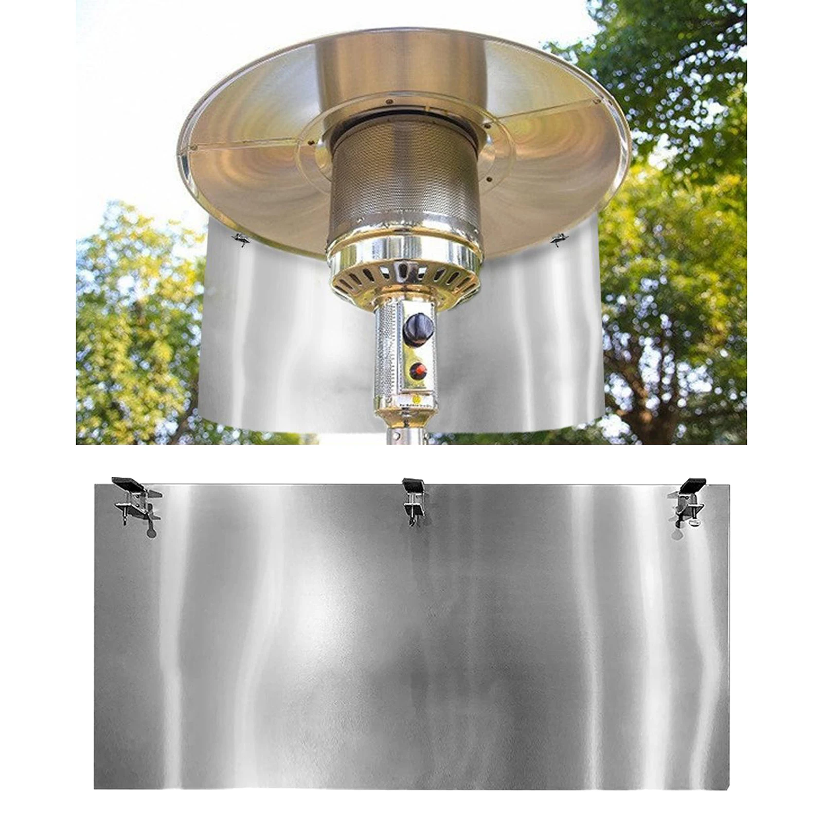 Outdoor Patio Heat Focusing Reflector Shield Save Propane & Natural Gas