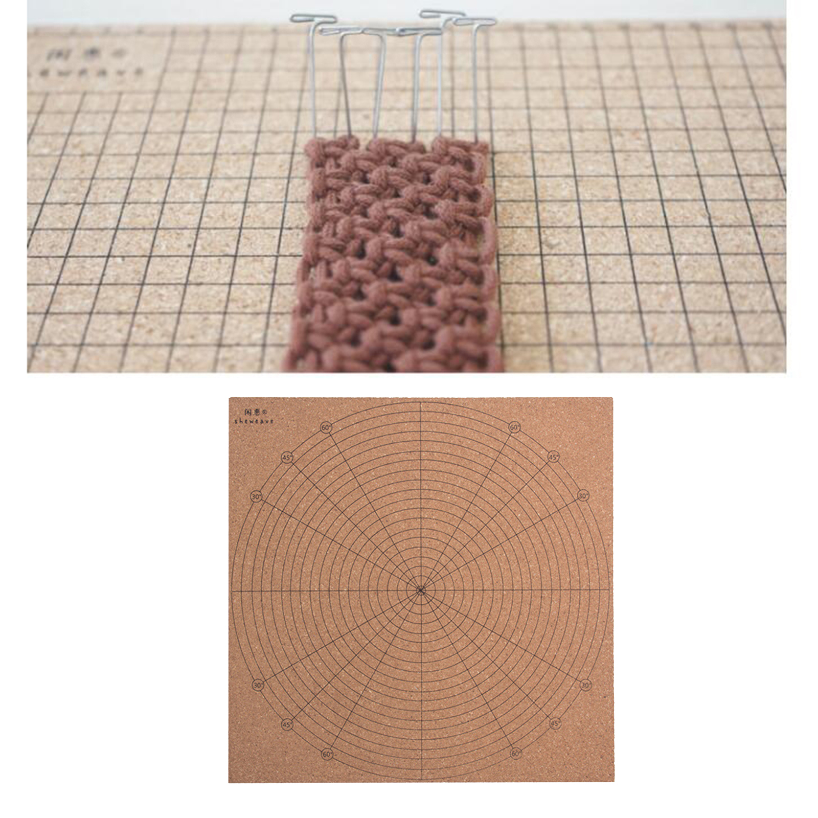 Blocking Boards for Knitting with Grids - Handcrafted Wood Crochet Macrame Board Handmade Knotting Cord Cork Plate