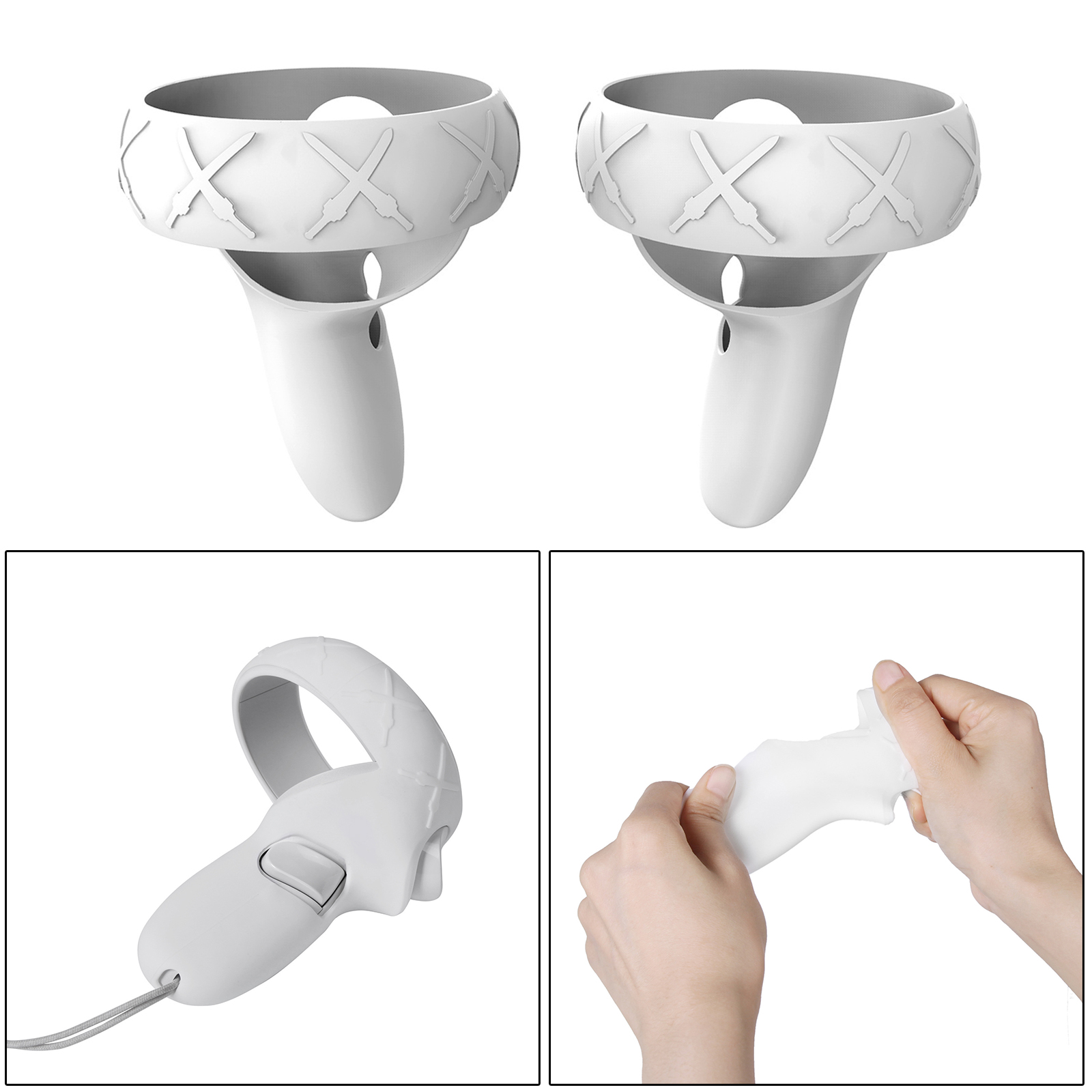 1 Pair Silicone Touch Controller Grip Cover for  Quest 2 Skin Anti-Throw Handle Protective Sleeve Accessories VR