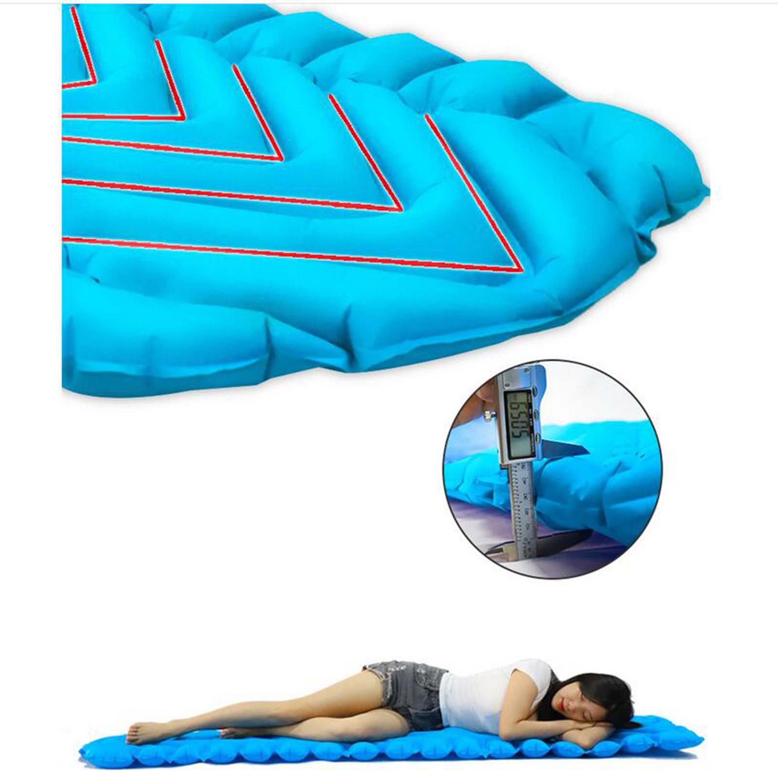 Camping Inflatable Sleeping Pad Tent Mat Travel Air Mattress Outdoor Hiking Picnic Backpacking Air Bed Folding Cushion Bed