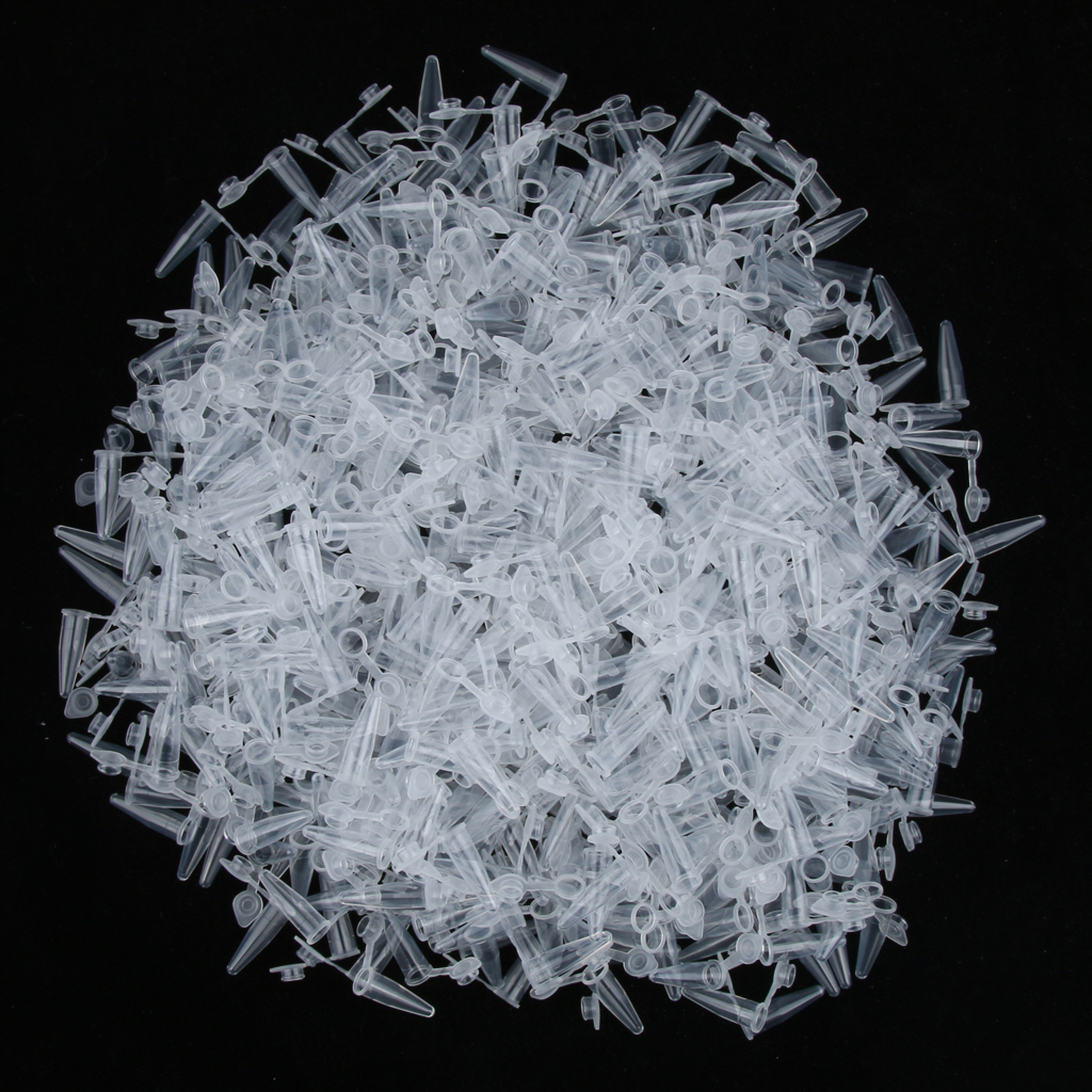 1000 x 0.2ml Plastic Micro Centrifuge Test Tubes Vials with Snap Caps, Premium