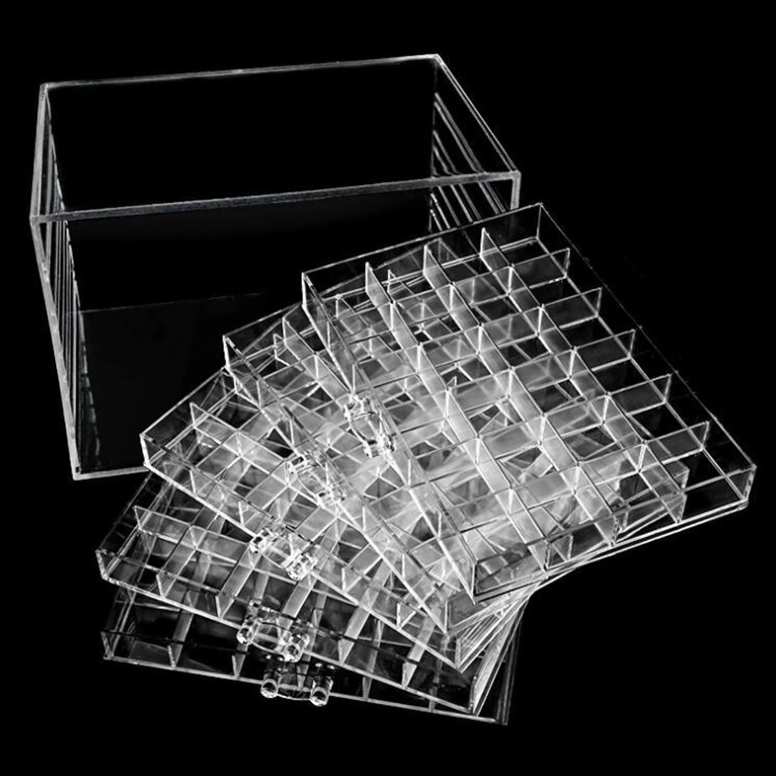 Clear 120 Grids Nail Art Accessories Tools Bead Storage Container Organizer