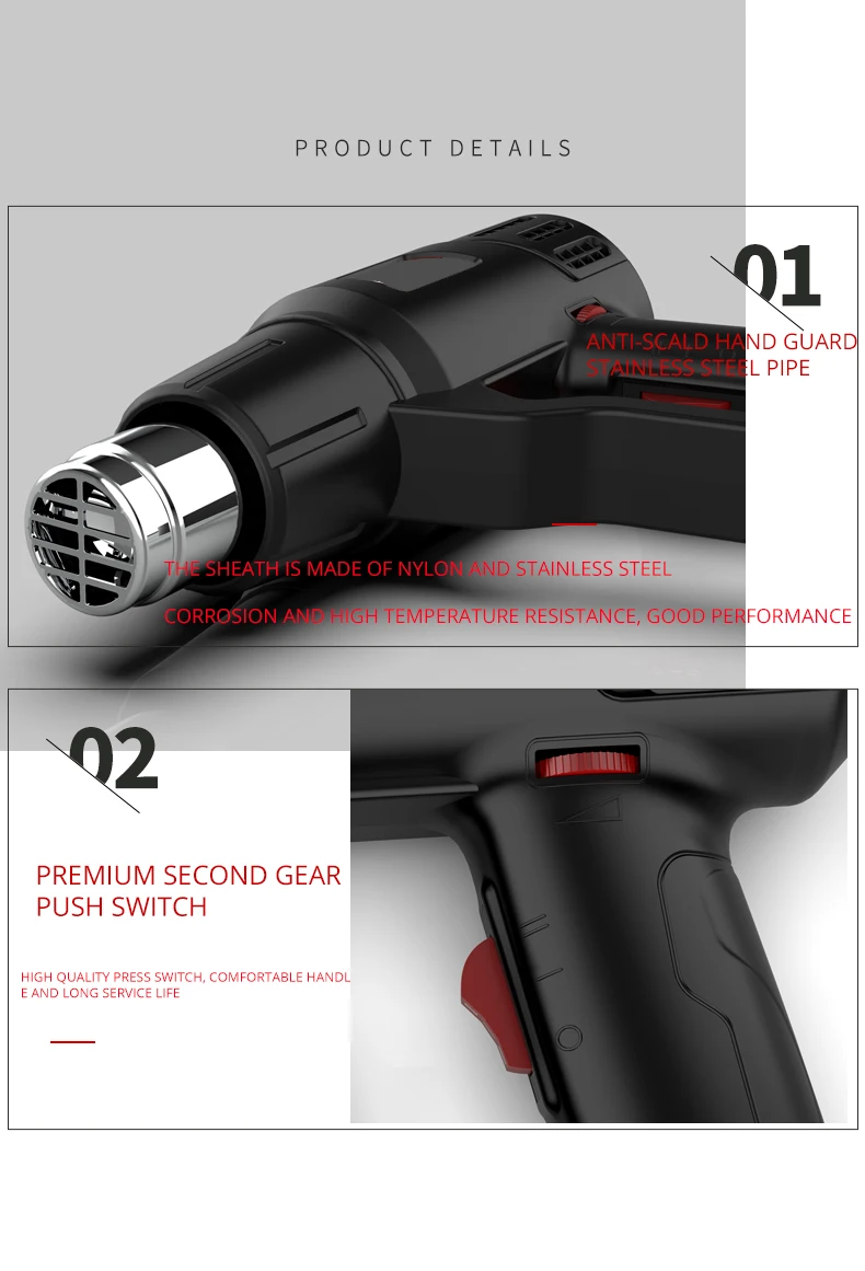 2000W LCD/NO LCD Heat Gun Variable Temperature Advanced Electric Hot Air Gun Power Tool Hair dryer for soldering Thermoregulator electric screwdriver kit