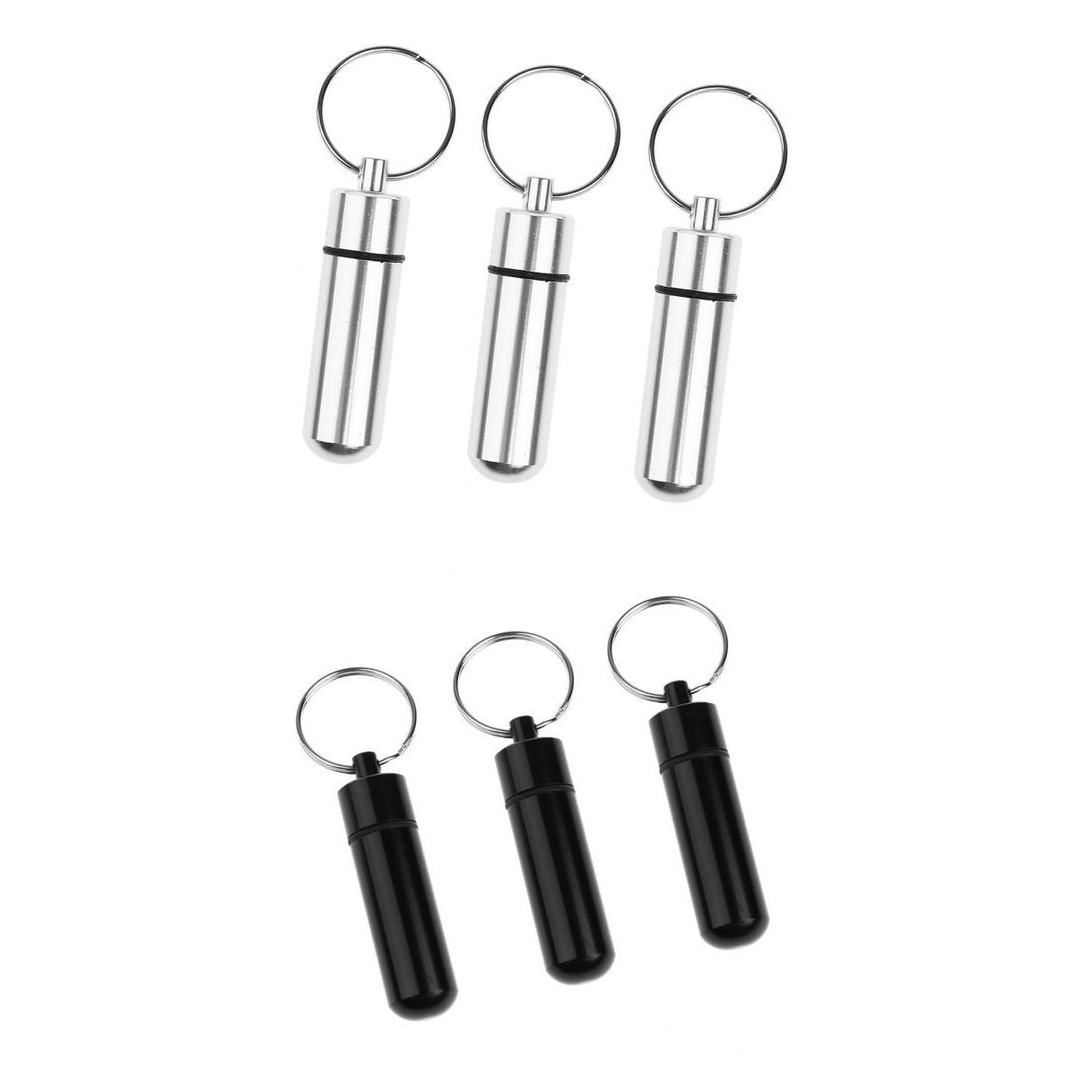 6pcs Waterproof Pill Medicine Box Case Capsule Key Fob Keychain Organizer