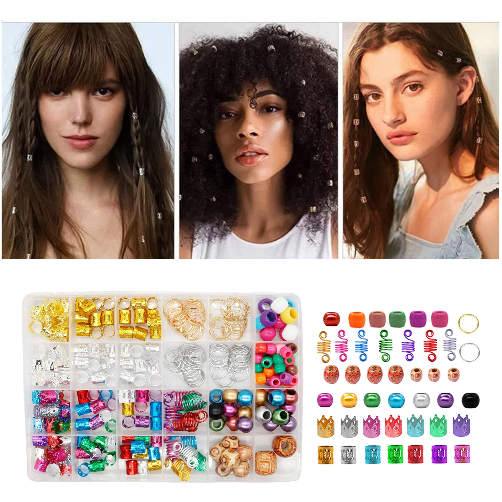 238Pcs Hair Jewelry Braid Rings Decor Dreadlocks Beads Charms Hair Accessory Hair Braids Accessories Hair Jewelry