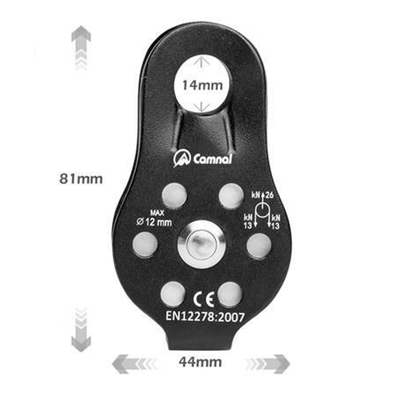 2xOutdoor Caving Lifting Rock Climbing Fixed Rope Pulley Equipment 26KN Black