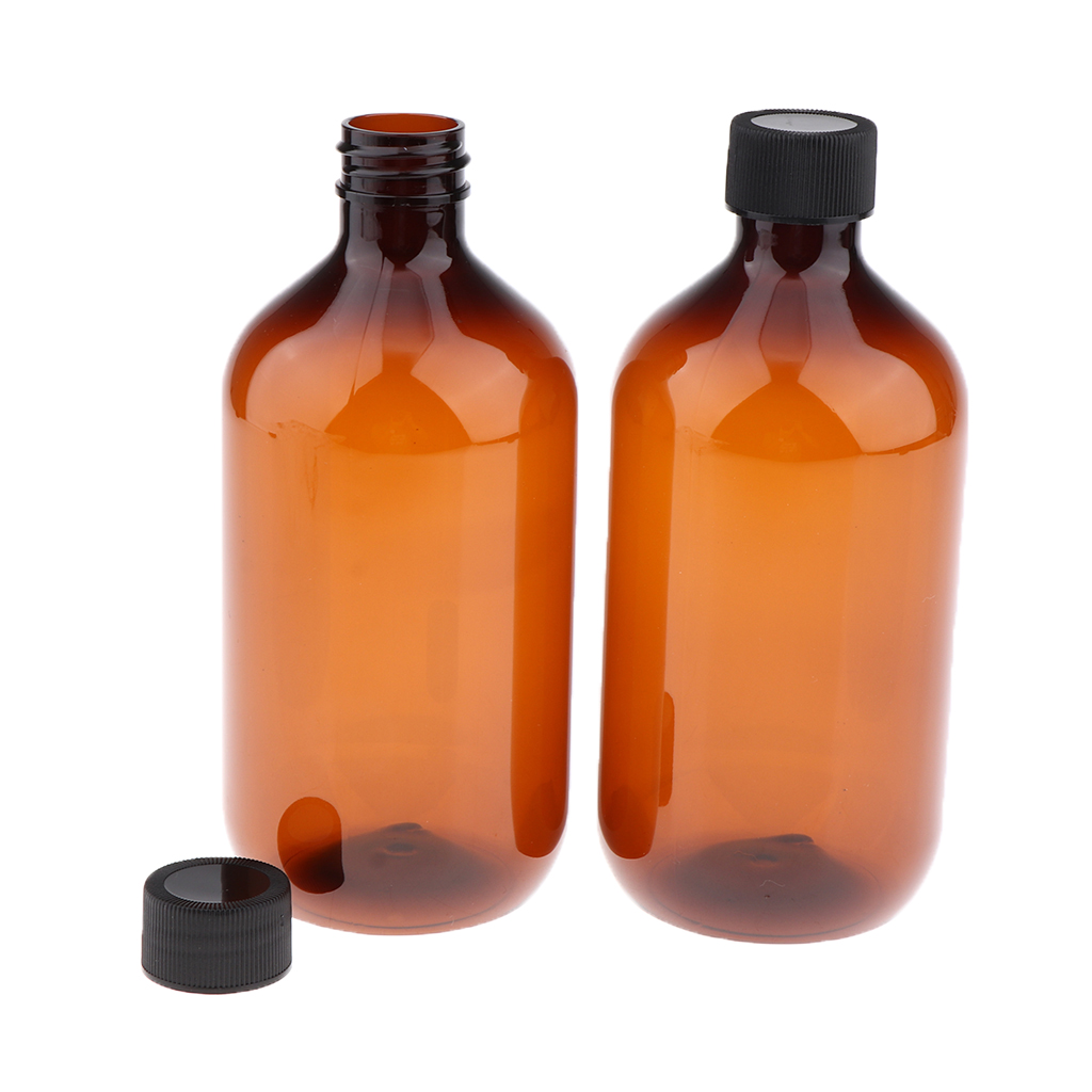 2Pcs 500ml Plastic Screw Bottle Travel Shampoo Cosmetic Holder Container with Cap Inside the Plug