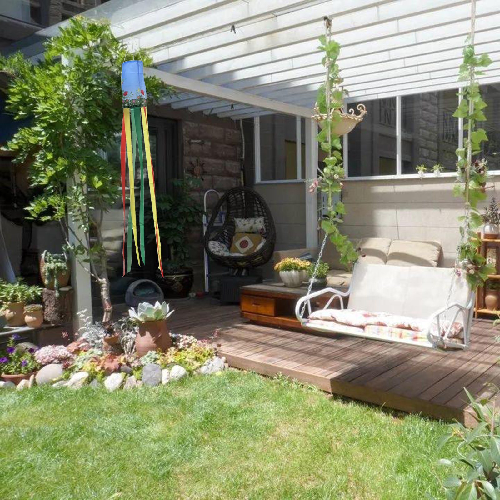 Summer Rainbow Hummingbird Windsock Decor Colorful Wind Sock Flag Banner Outdoor ing Decoration