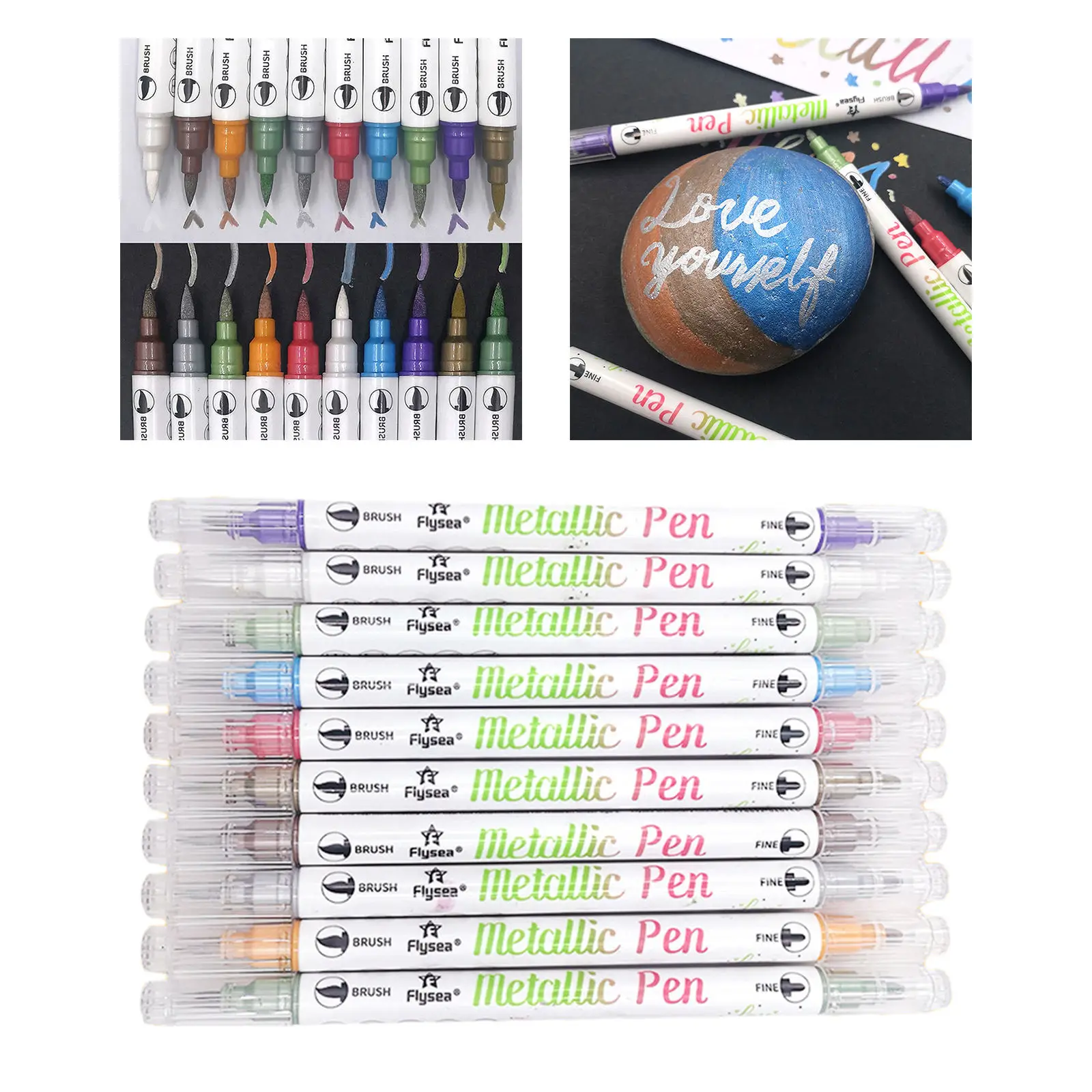 10Pcs Markers Pens Graffiti Shimmer Double Head Paint Pens for Painting Easter Eggs