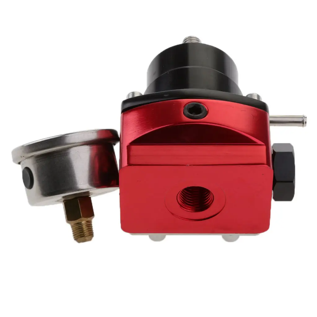 Automotive Fuel Pressure Regulator 160psi Gauge AN6 Fittings Red
