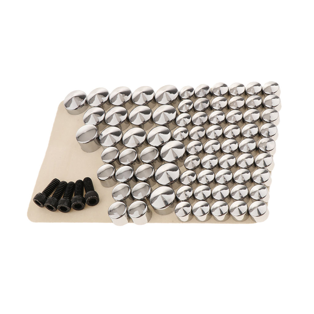 80pcs Chrome ABS Bolt Toppers Caps Covers Plug for Harley FLT/FLH Motorcycle Repair, Corrosion Resistance