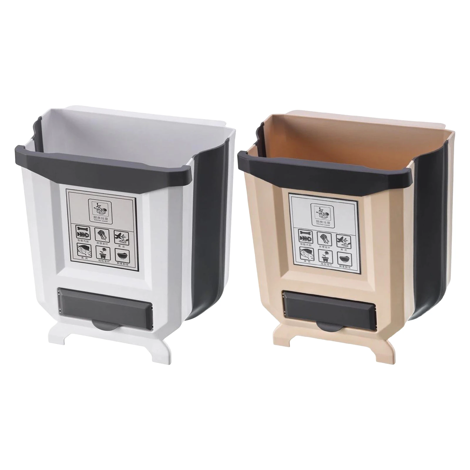 Kitchen Folding Waste Bin Trash Container Garbage Can for Bedroom