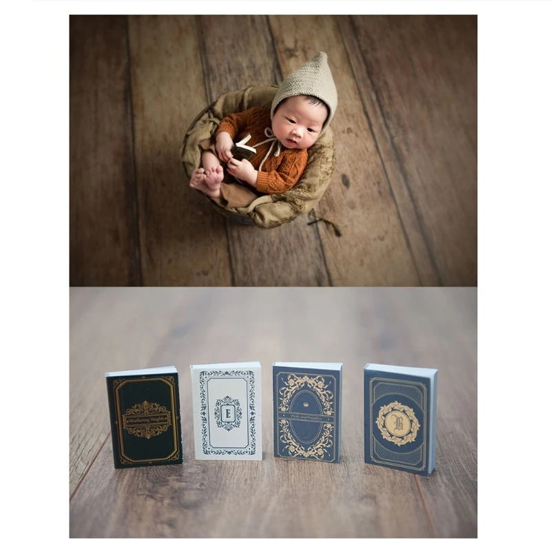 best Baby Souvenirs 4 Pcs Retro Mini Books Newborn Photography Props Decorations Infant Photo Shooting Assisted twin newborn photos