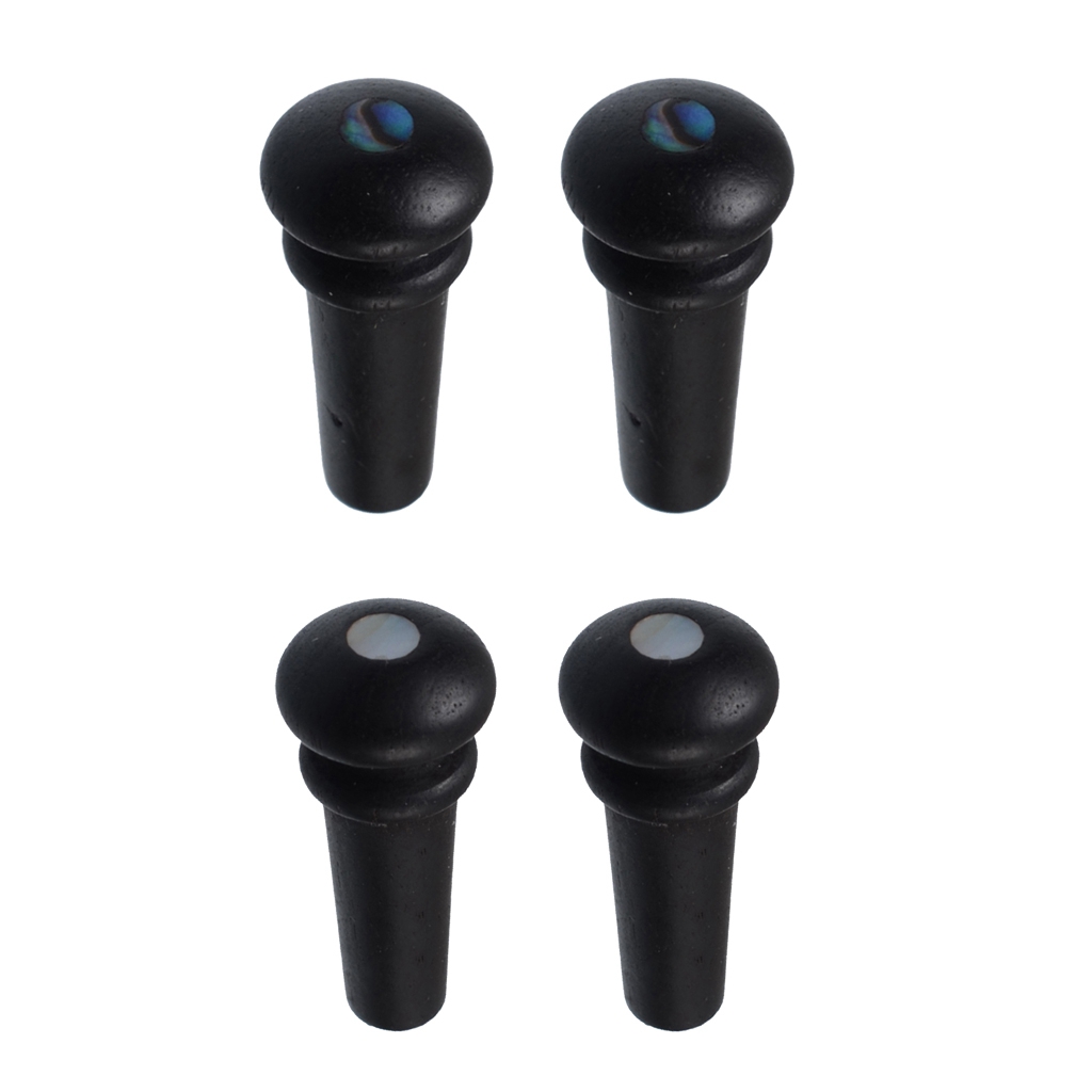 2 Pcs Black Ebony Acoustic Guitar Endpins with Shell Dot Inlay Guitar Pins Stringed Instrument