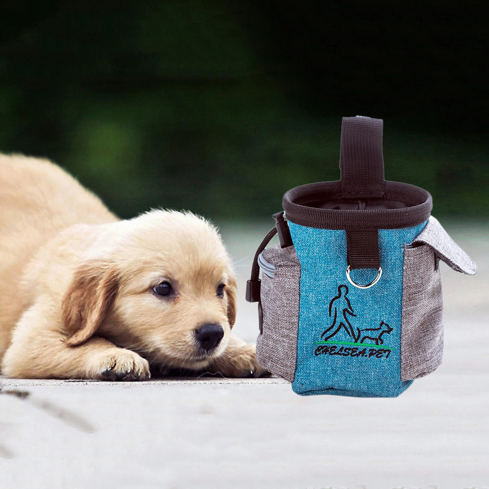 Dog Treat Pouch Training Bag with Belt Clip, Drawstring Dog Bag Dispenser, Food Snack Storage Holder Carrier