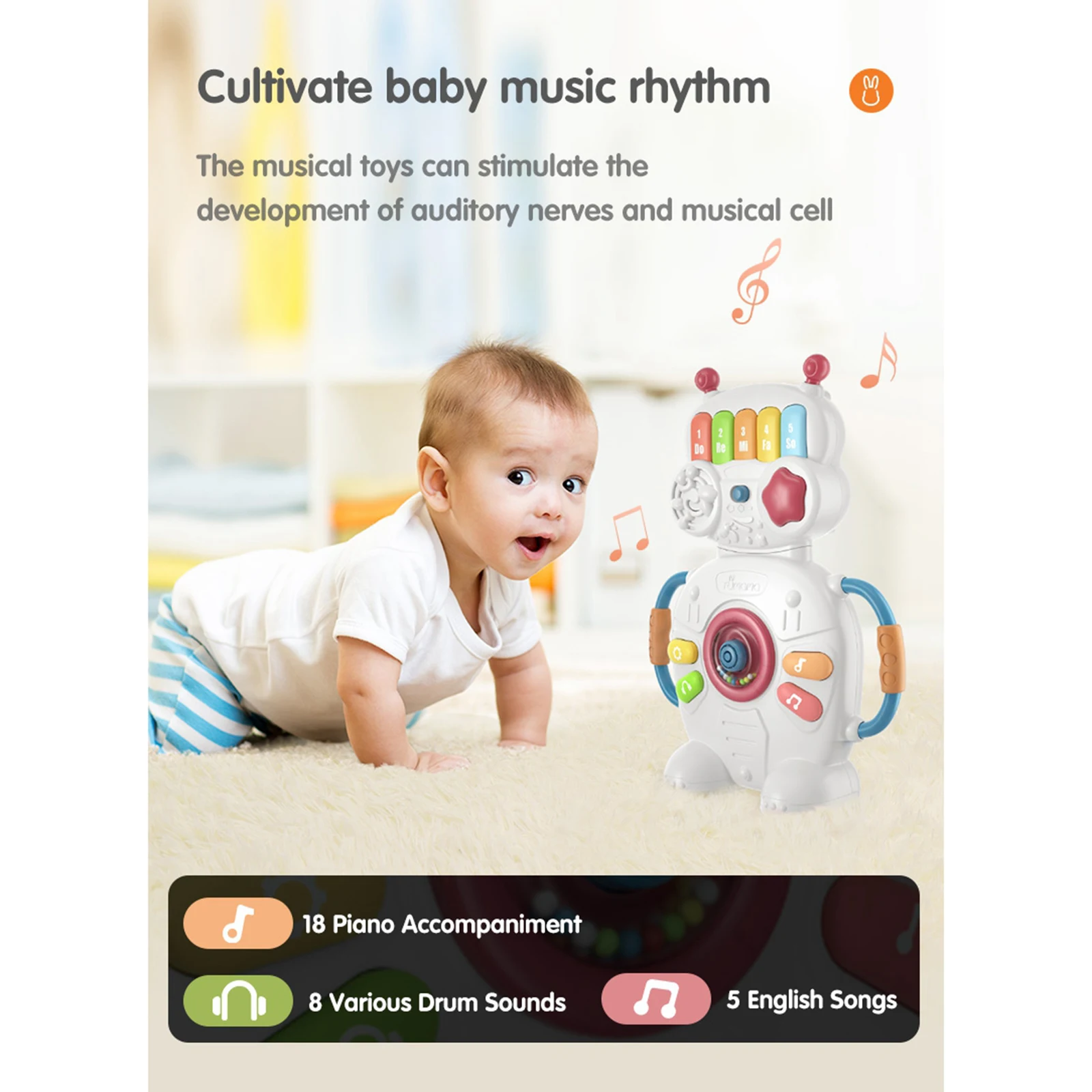 Multifunctional Musical Toys Robot Piano Music Light Early Education Activity Musical Instrument Toy