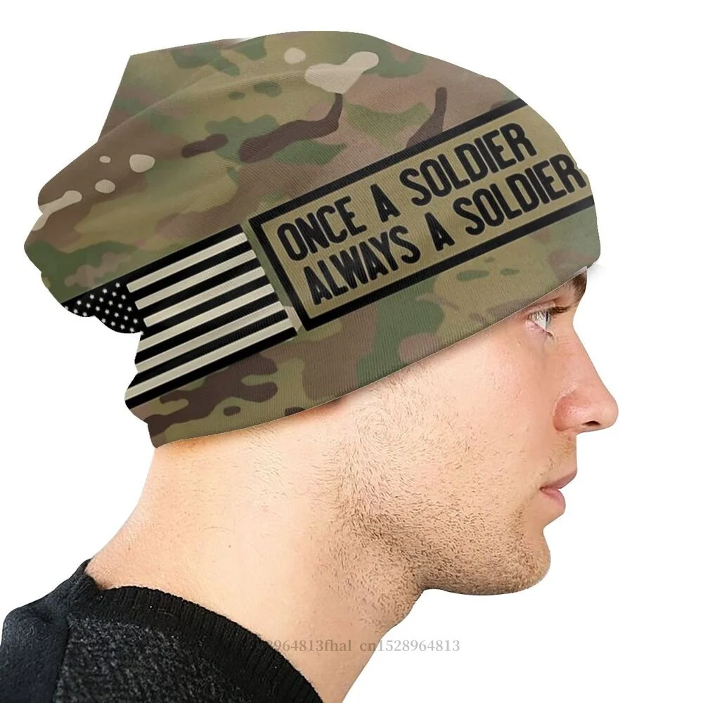 Always A Soldier Bonnet Homme Winter Warm Knitted Hat Camo Camouflage Army Skullies Beanies Caps For Men Women Cotton Hats
