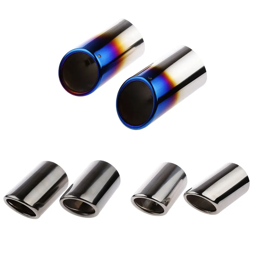 Car Slip-On Steel 3inch Tail Pipe Muffler Exhaust Burnt Tips for Audi A4 Q5 Q3 A3 2009-2015