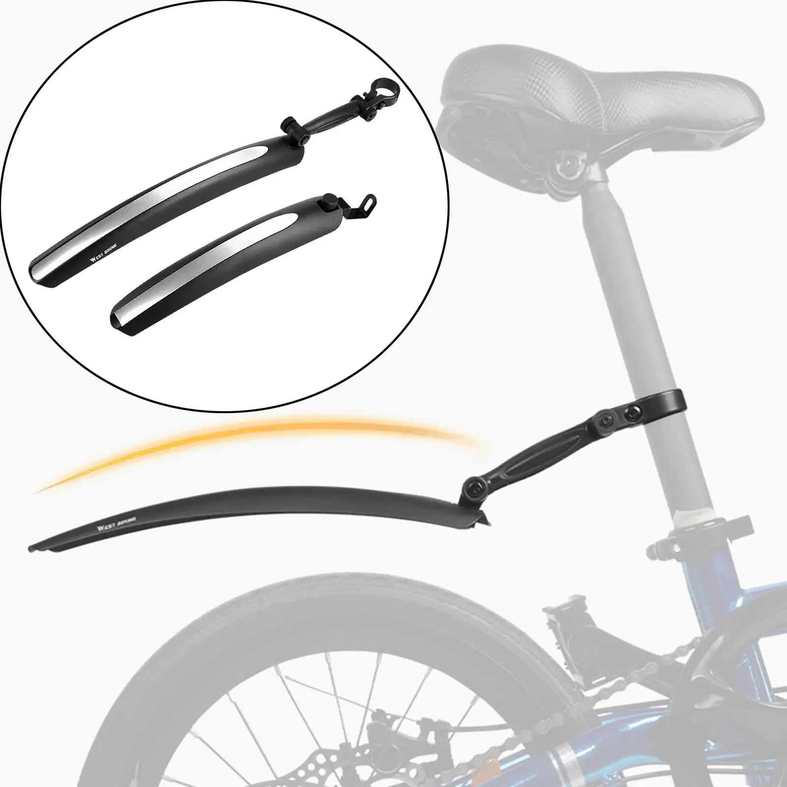 Road Bike Mudguard Set Adjustable Full Cover Mudflap Bicycle Fender Clip On Lightweight Plastic Bike for Folding Bikes Race Road