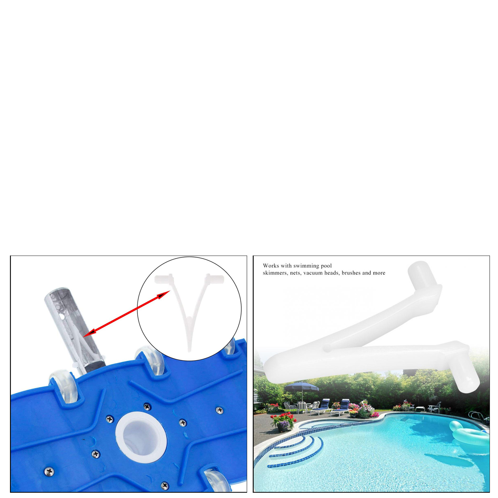 10Pieces Swimming Pool Butterfly V Clips Replacement - Standard Pole Attachment Clips for Skimmer Net, Leaf Rake, Brush