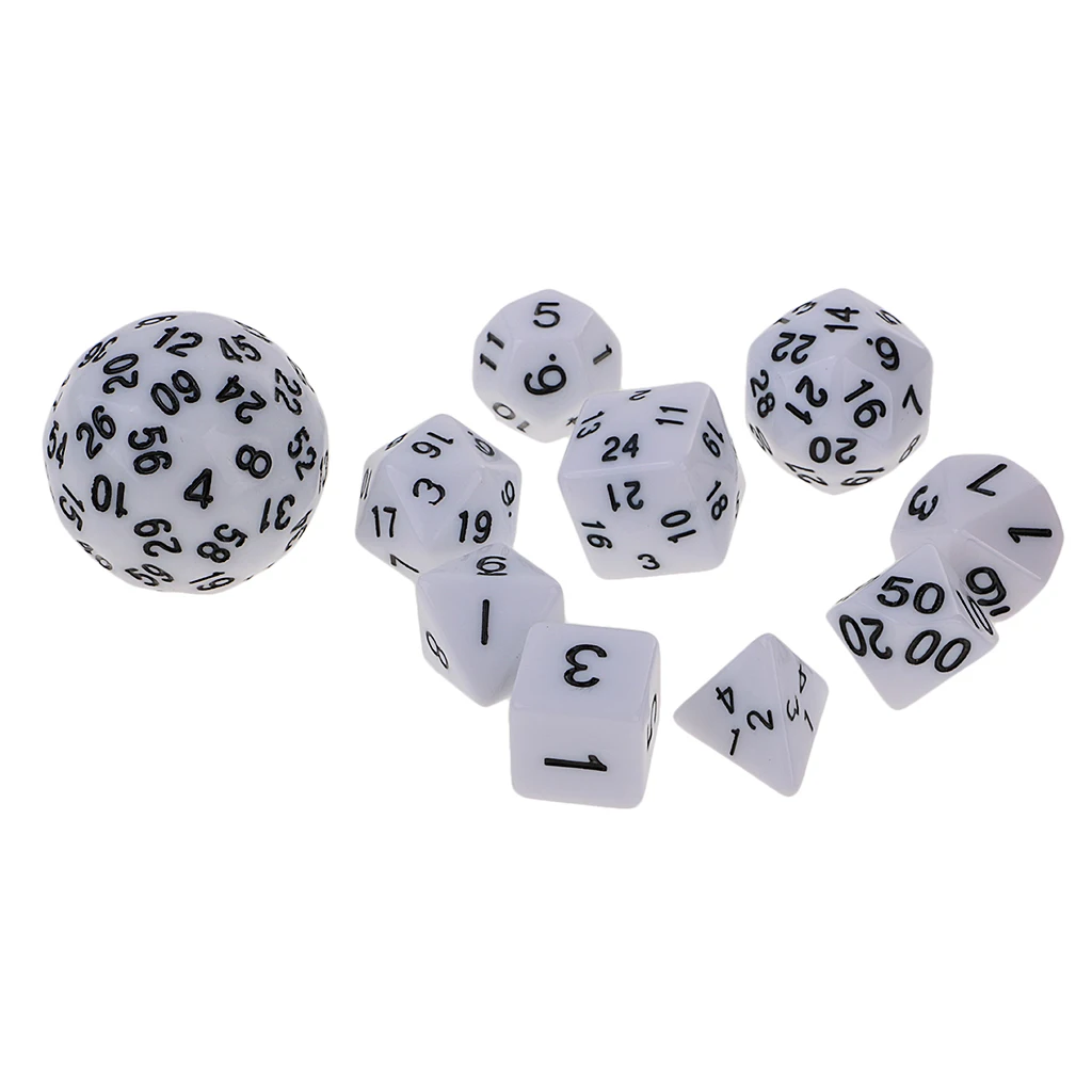 MagiDeal 10Pcs/Lot Acrylic Digital Dices Multi-Sided Dice Set for RPG Table Games Dungeons Dragons MTG RPG Gaming Party Toys