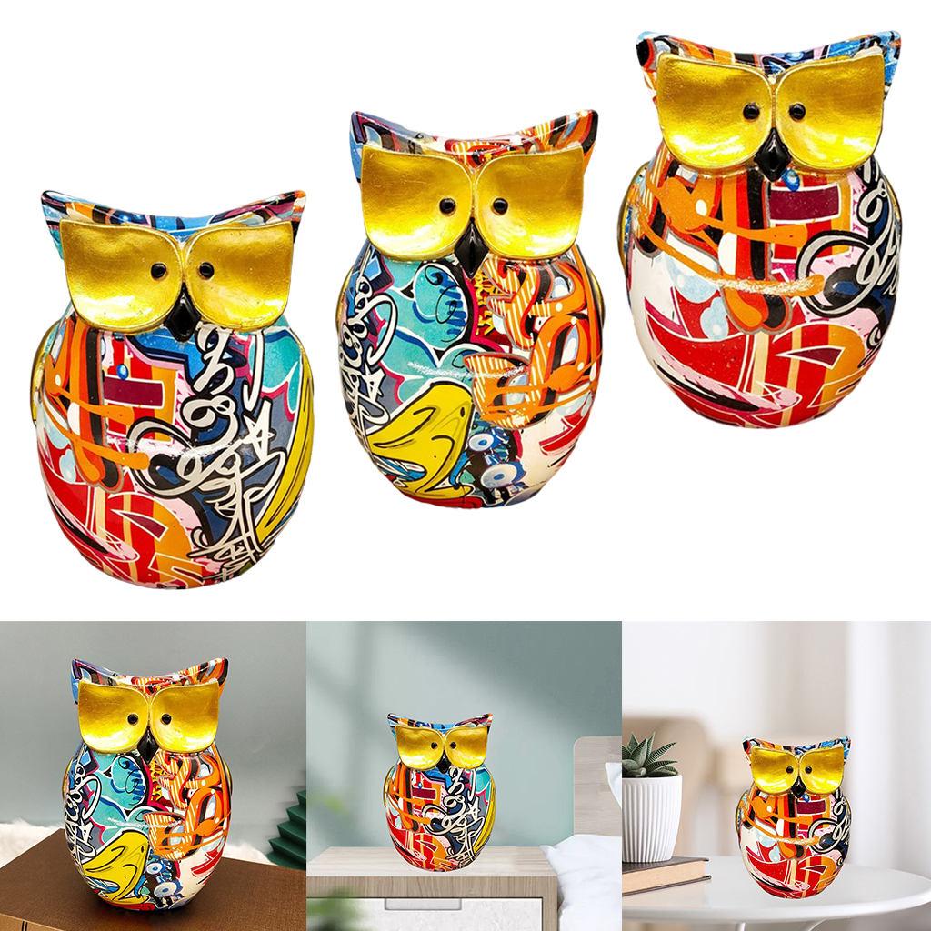 Owl Statue Home Shelf Night Owl Figurine Fireplace Bedroom Ornament Artwork