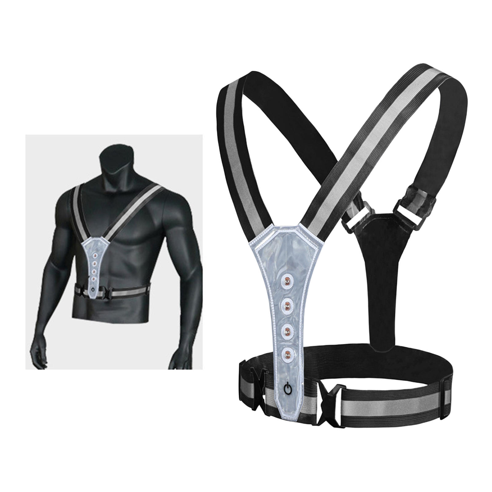 LED Reflective Running Vest, High Visibility Warning Lights for Runners,