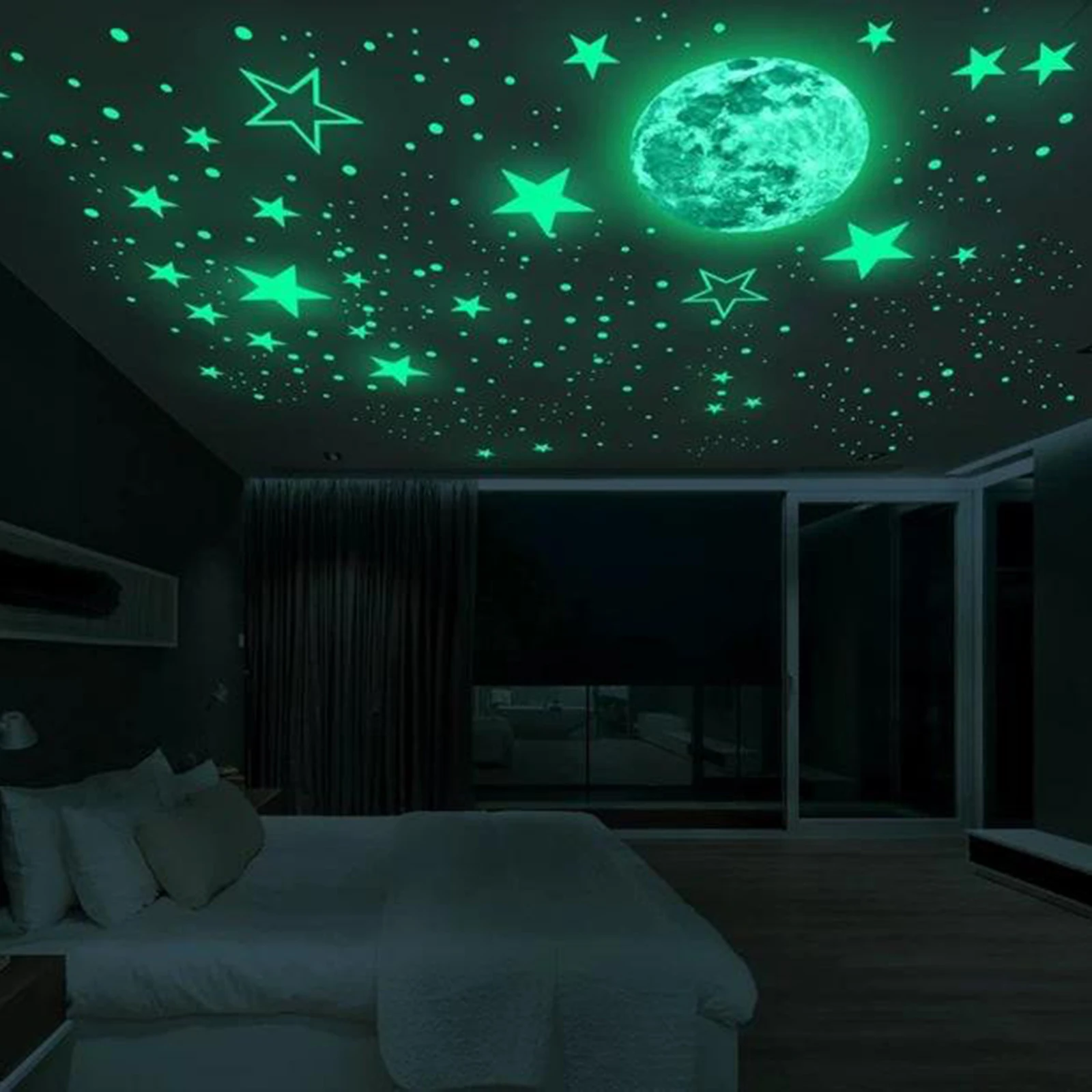 435Pcs 3D Star and Moon Planets Glow In the dark Luminous on Wall Stickers for Ceiling Kids Room Living Room Decal Decorations