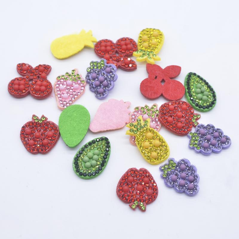 24Pcs Obst Apple Trauben Erdbeere Kiefer apple Avocado Kirsche Strass Applique für DIY Headwear Clips Bogen Decor Zubehör – Detail 2