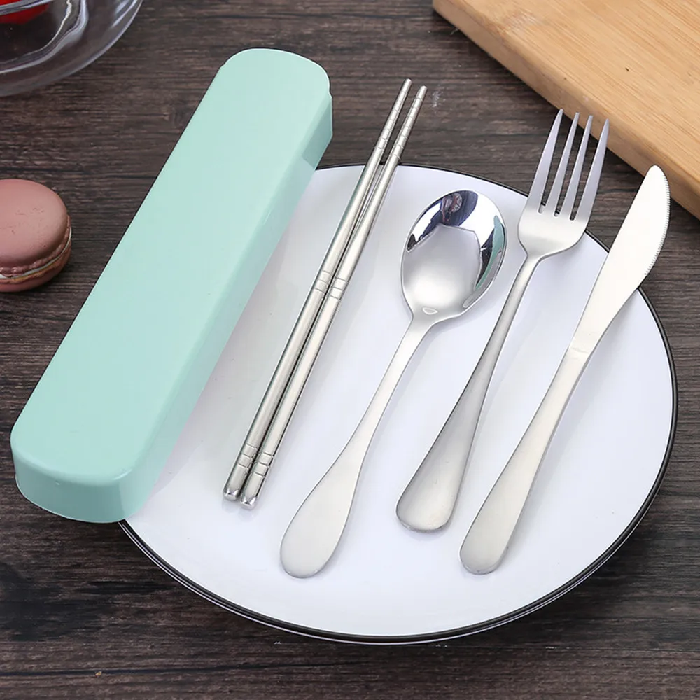 Simple Cutlery Reusable Portable Fork Spoon & Chopsticks Children Kids Gifts LS 