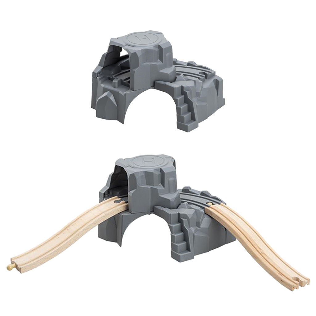 Simulation Train Cave Tunnel & Wooden Train Railway Track Accessories Building Rail Vehicle Child Party Favors Train Playset