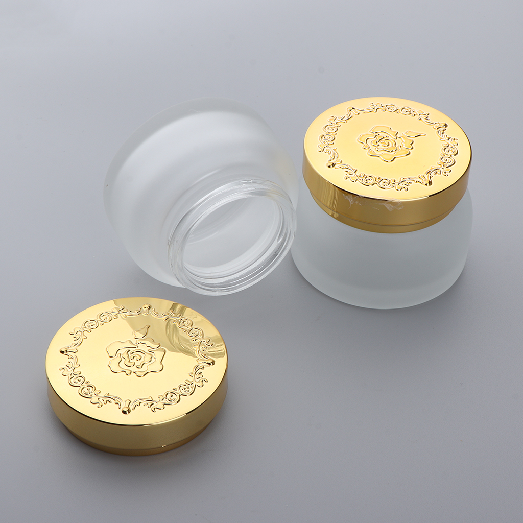 2Pcs Cosmetic Empty Jars Makeup Cream Containers Travel Glass Bottles - NEW