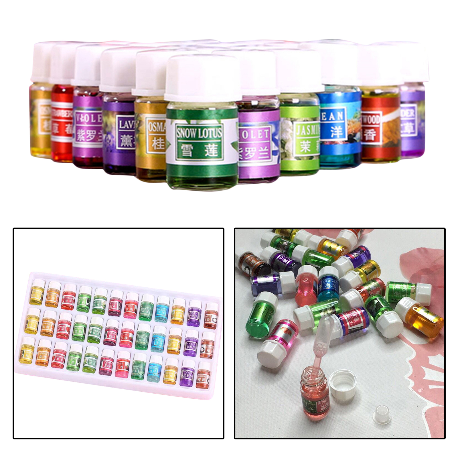 36 Bottles Essential Oils Humidifier Massage Aromatherapy Oil Natural Lavender Jasmine Snow Lotus Violet Carnation Fragrance Oil
